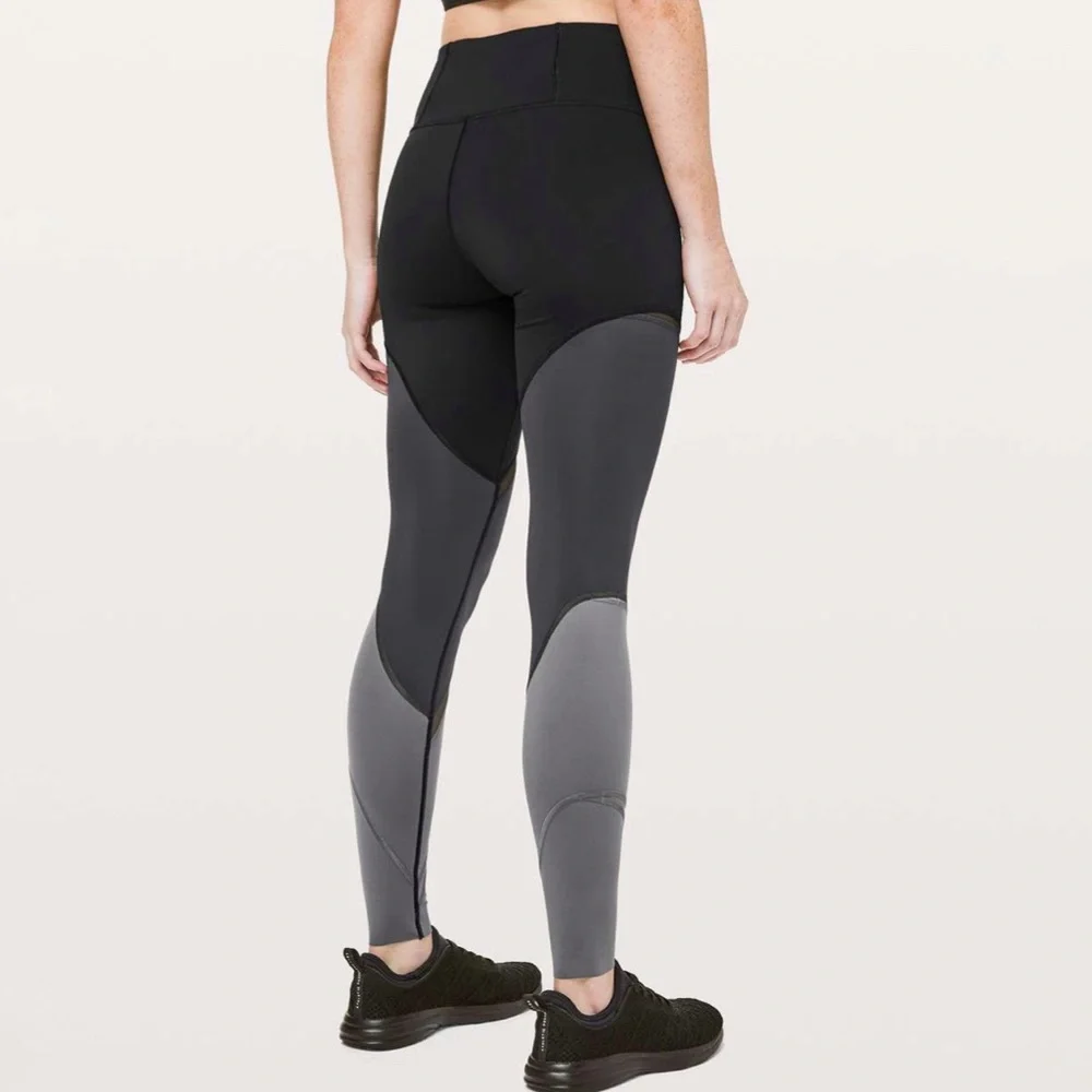 Lululemon Colour Me Ombre Tight black gray panel mesh detail high rise leggings - Picture 7 of 12